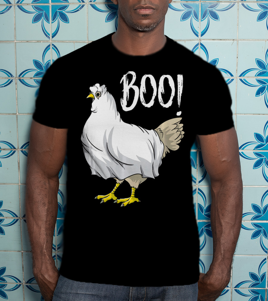 Chicken Ghost Boo Funny Farmer Halloween Chicken T-Shirt