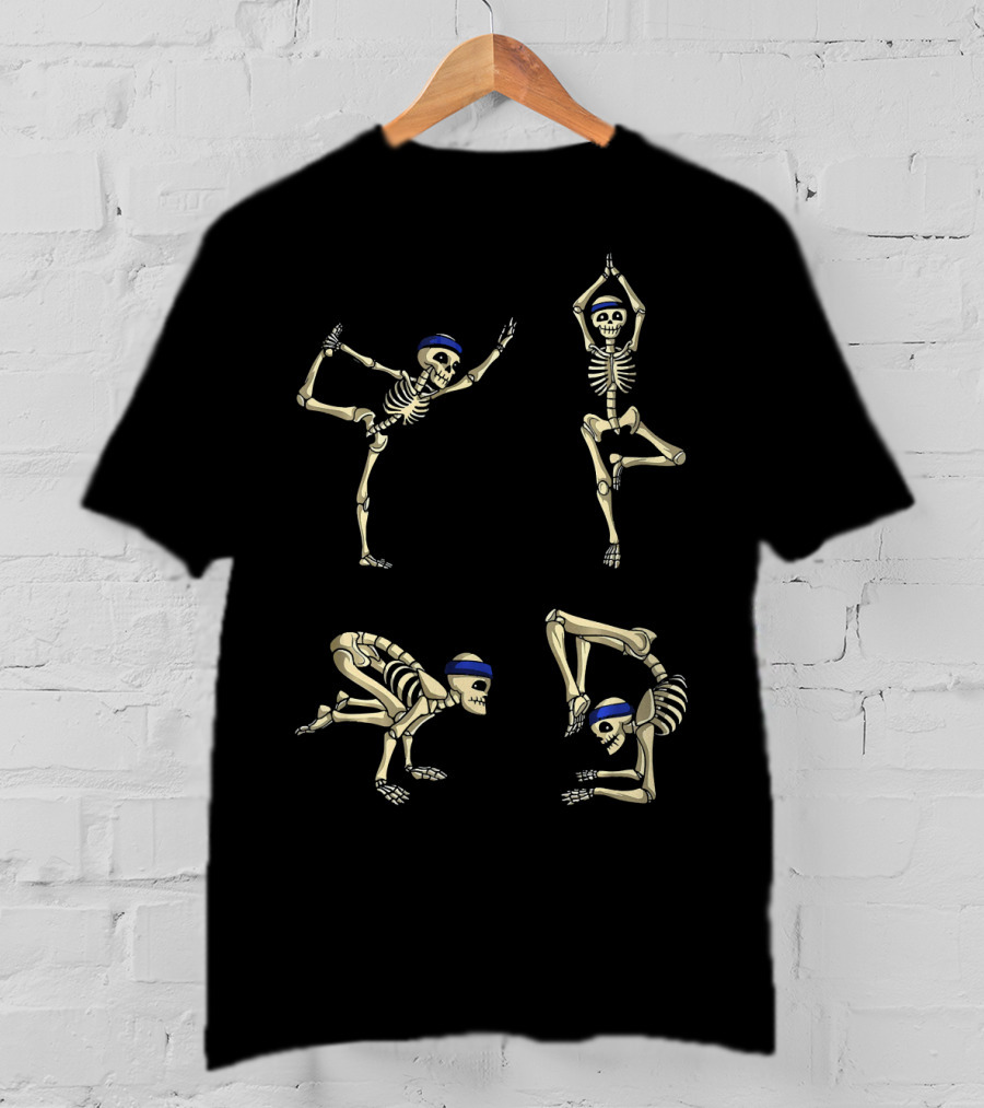 Skeleton Yoga Poses For Halloween Celebrations T-Shirt