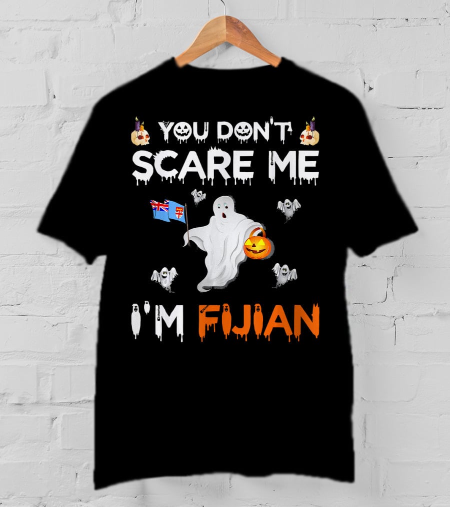 You Don’t Scare Me I’m Fijian Ghost With Fiji Flag And Halloween Pumpkin T-Shirt