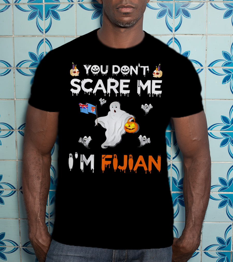 You Don’t Scare Me I’m Fijian Ghost With Fiji Flag And Halloween Pumpkin T-Shirt