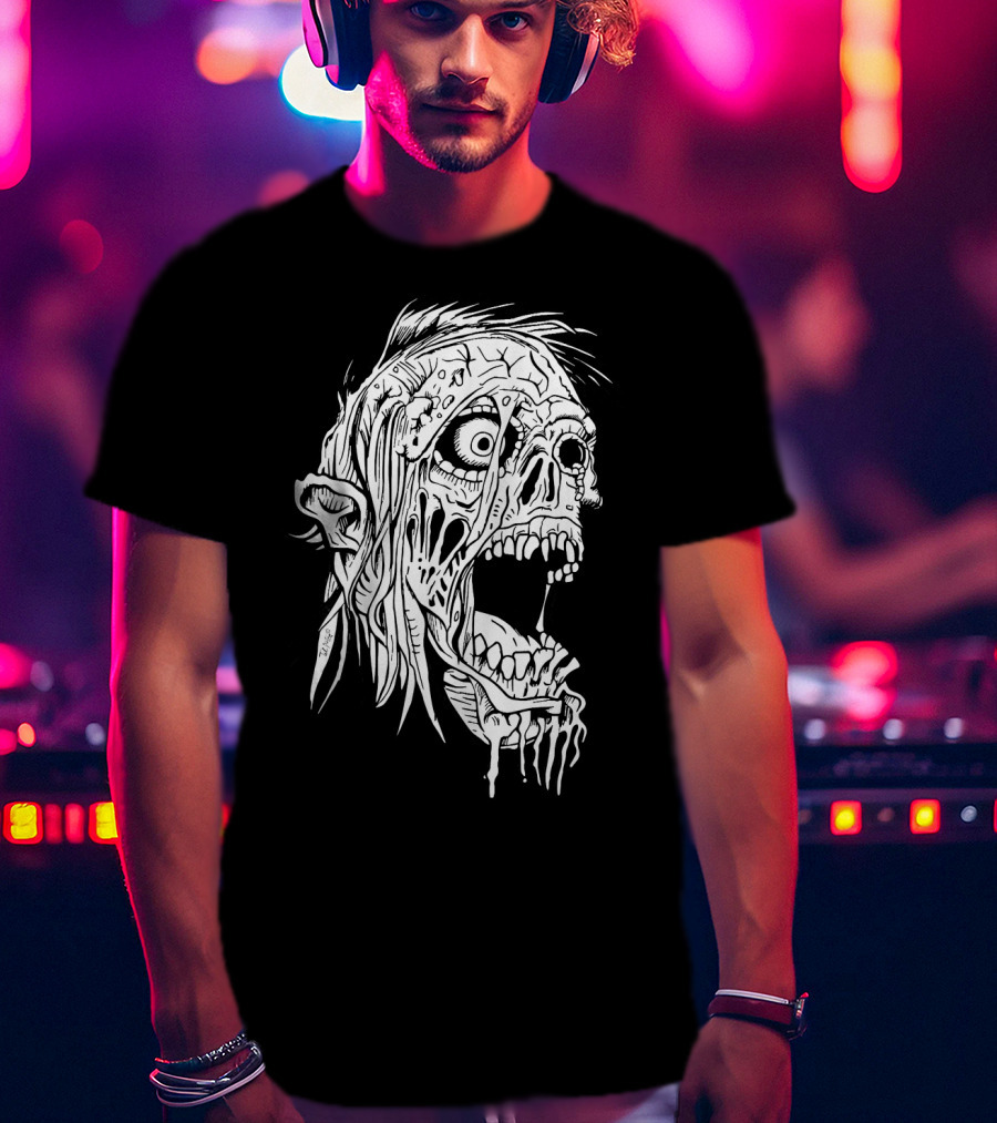 Zombie Halloween Horror Costume Top Creepy Skull T-Shirt