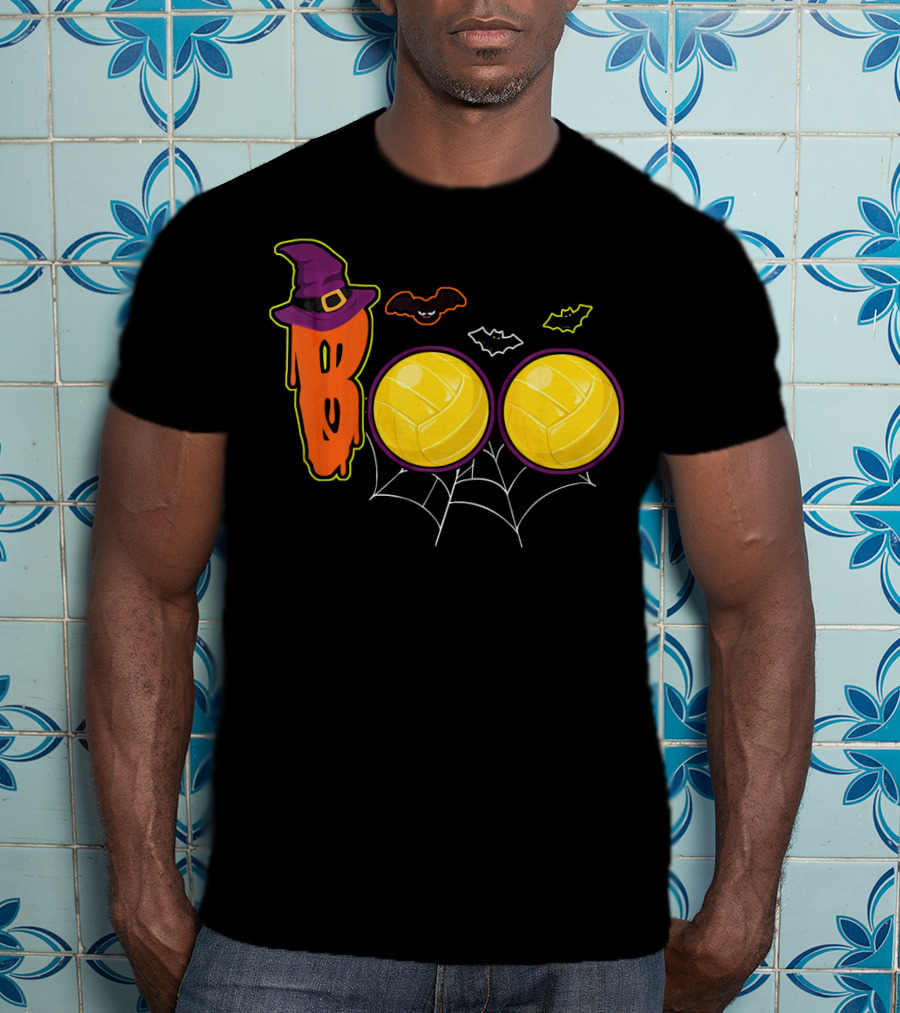 Boo Ghost Volleyball Witch Hat Spiderweb Halloween T-Shirt
