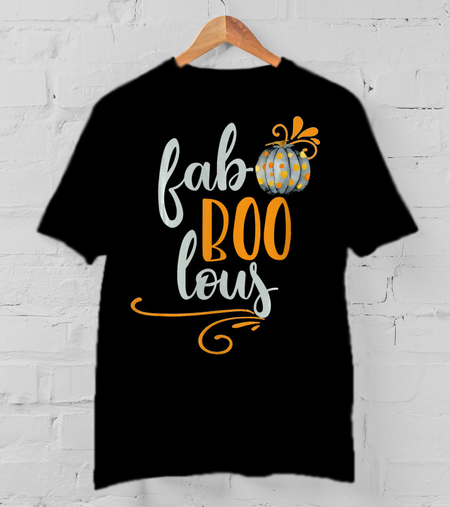 Fab BOO Lous Halloween Gray And Orange Pumpkin T-Shirt