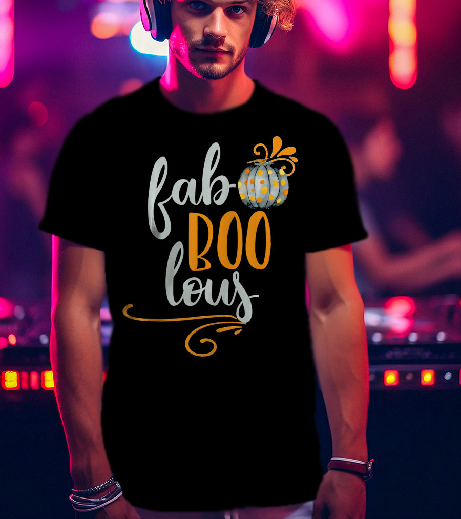 Fab BOO Lous Halloween Gray And Orange Pumpkin T-Shirt