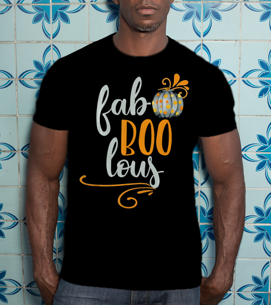 Fab BOO Lous Halloween Gray And Orange Pumpkin T-Shirt