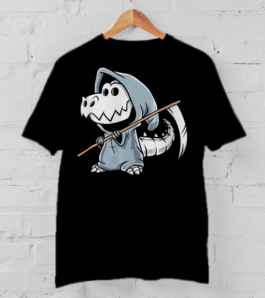 T Rex Skeleton Dino Grim Reaper Dinosaur Hoodie Scythe T-Shirt