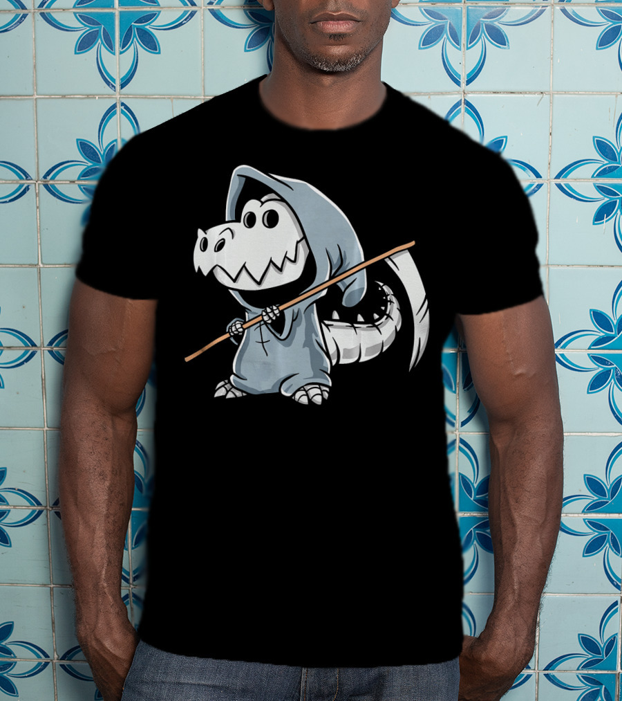 T Rex Skeleton Dino Grim Reaper Dinosaur Hoodie Scythe T-Shirt