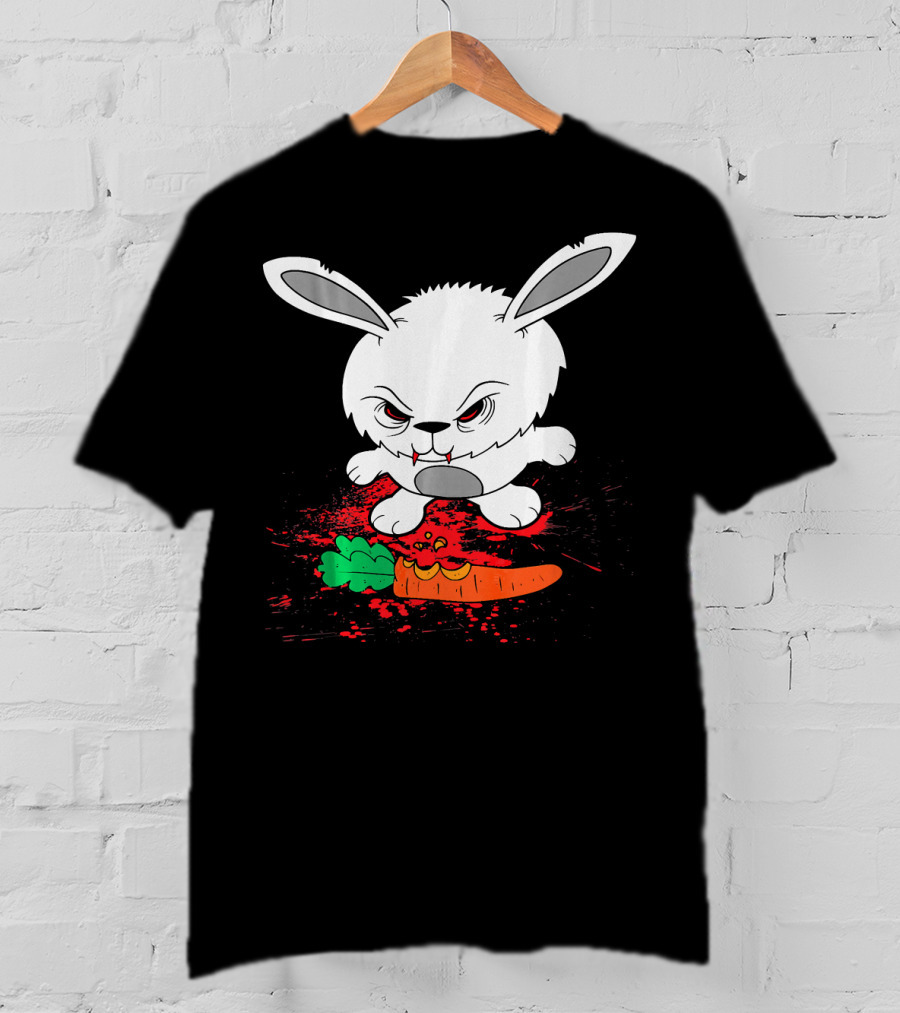 Funny Halloween Scary Zombie Rabbit Bunny With Carrot T-Shirt