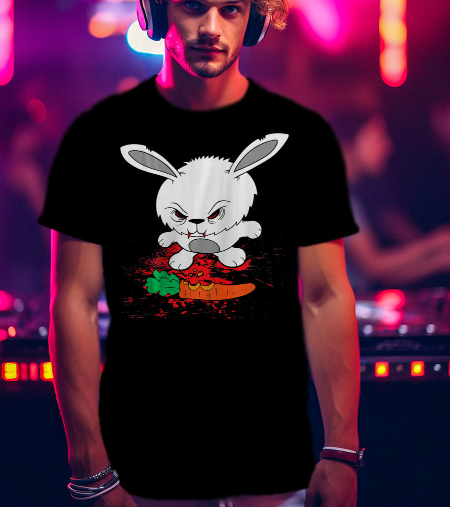 Funny Halloween Scary Zombie Rabbit Bunny With Carrot T-Shirt