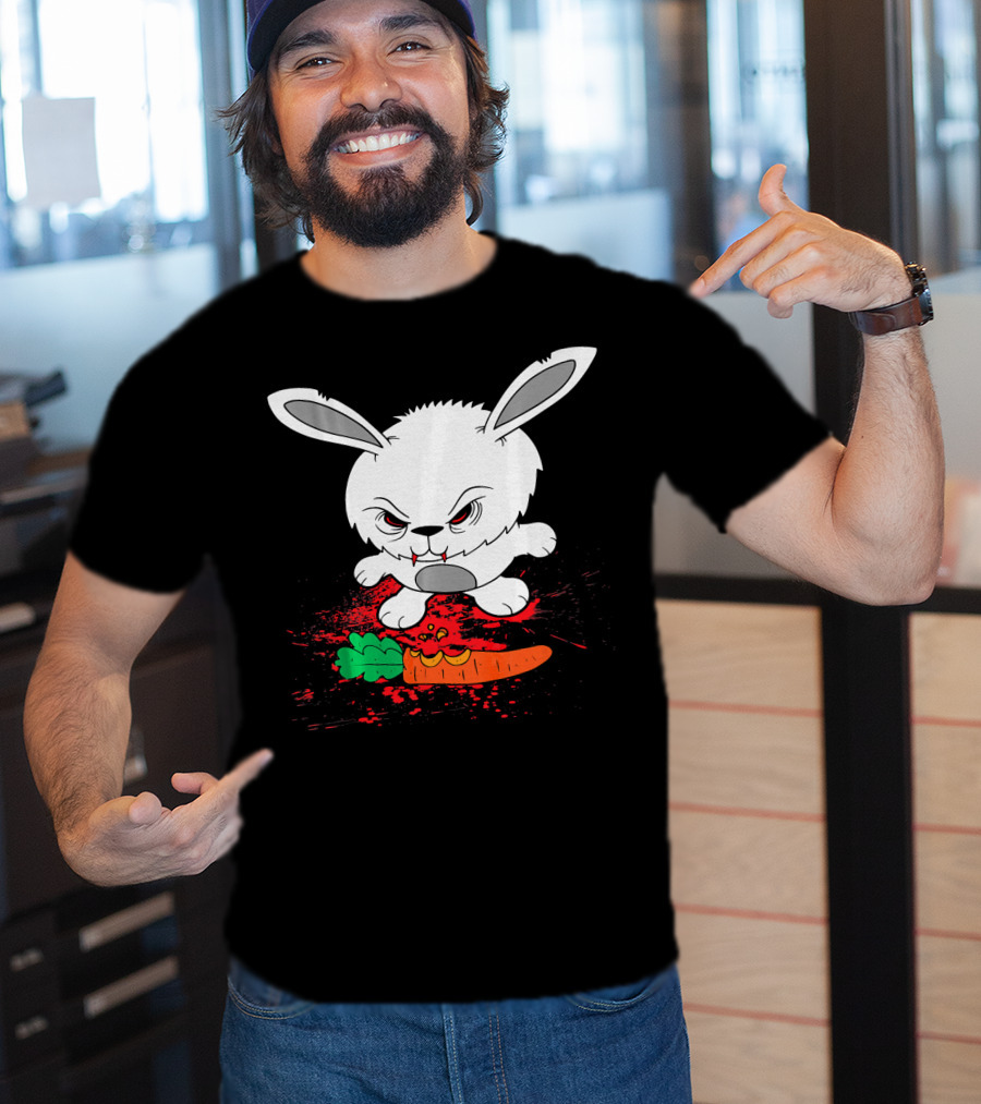 Funny Halloween Scary Zombie Rabbit Bunny With Carrot T-Shirt