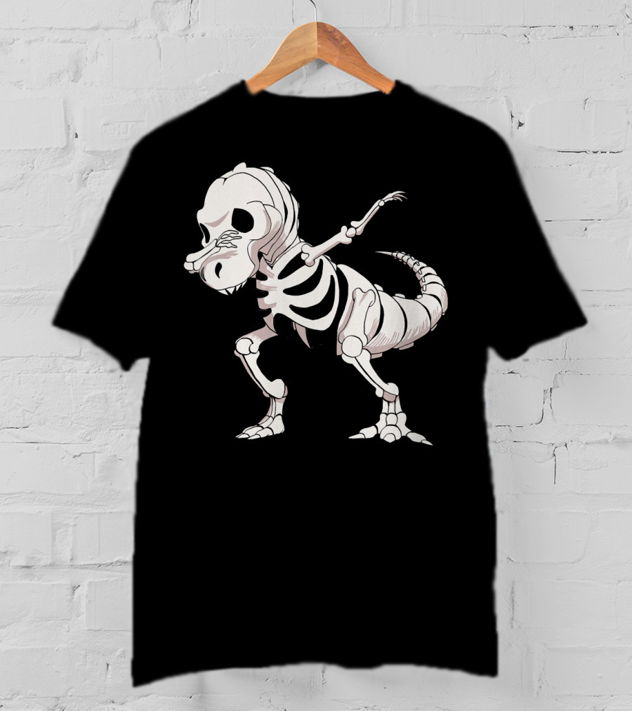 Funny Dabbing Dinosaur Skeleton T-Shirt