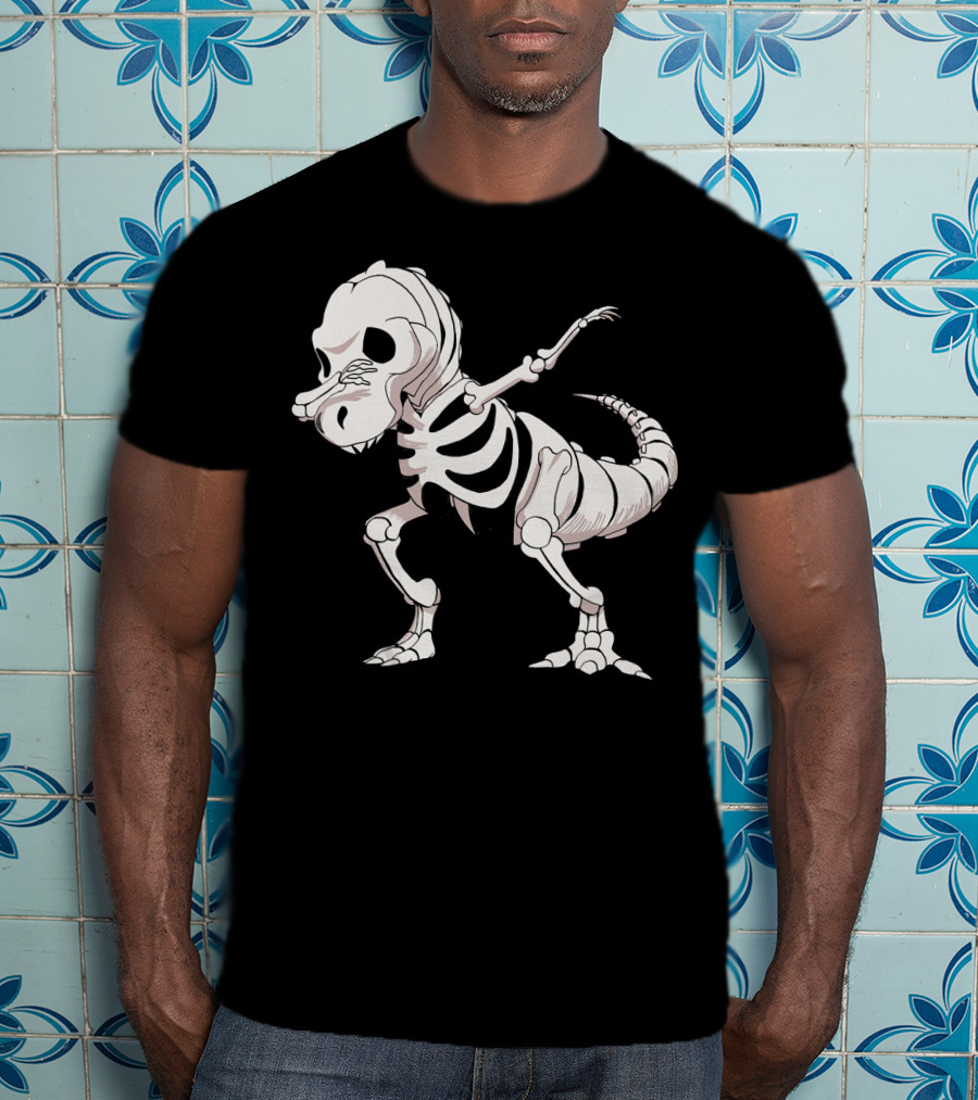 Funny Dabbing Dinosaur Skeleton T-Shirt