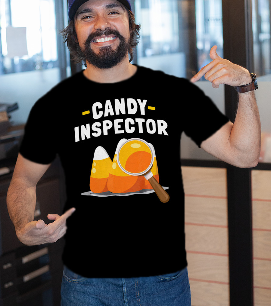 Candy Inspector Halloween Trick Or Treating Candy Corn T-Shirt