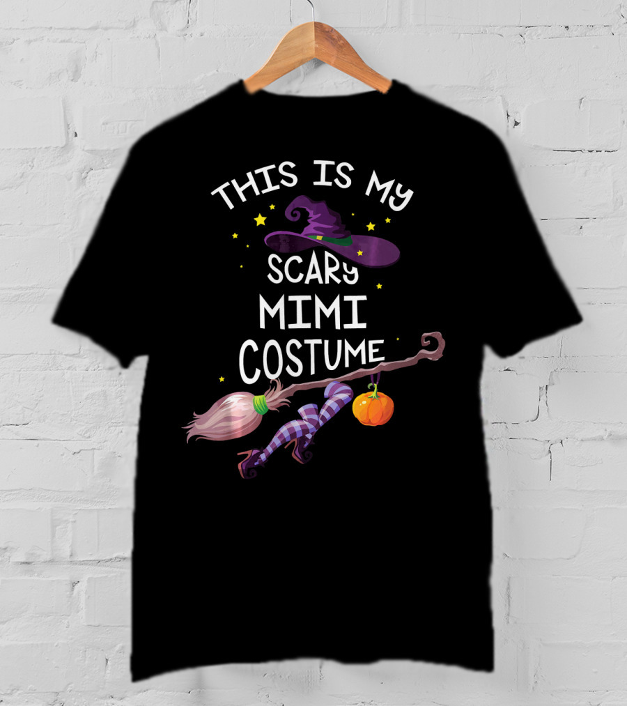This Is My Scary Mimi Costume With Witch Hat Broom And Pumpkin T-Shirt