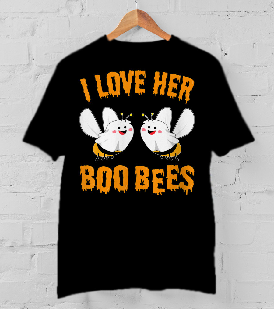 I Love Her Boo Bees Cute Ghost Bees T-Shirt