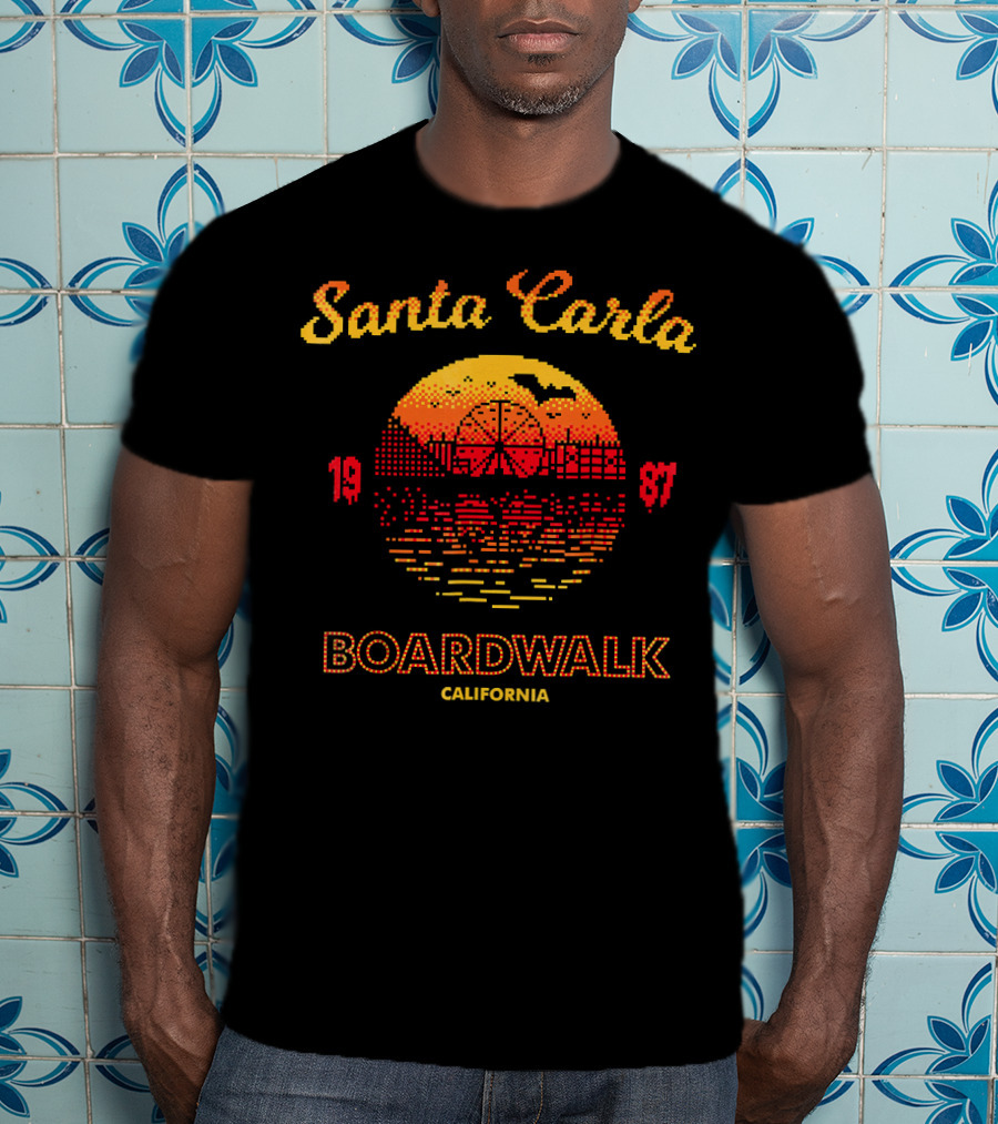 Santa Carla Boardwalk California 1987 Horror Ferris Wheel Sunset T-Shirt