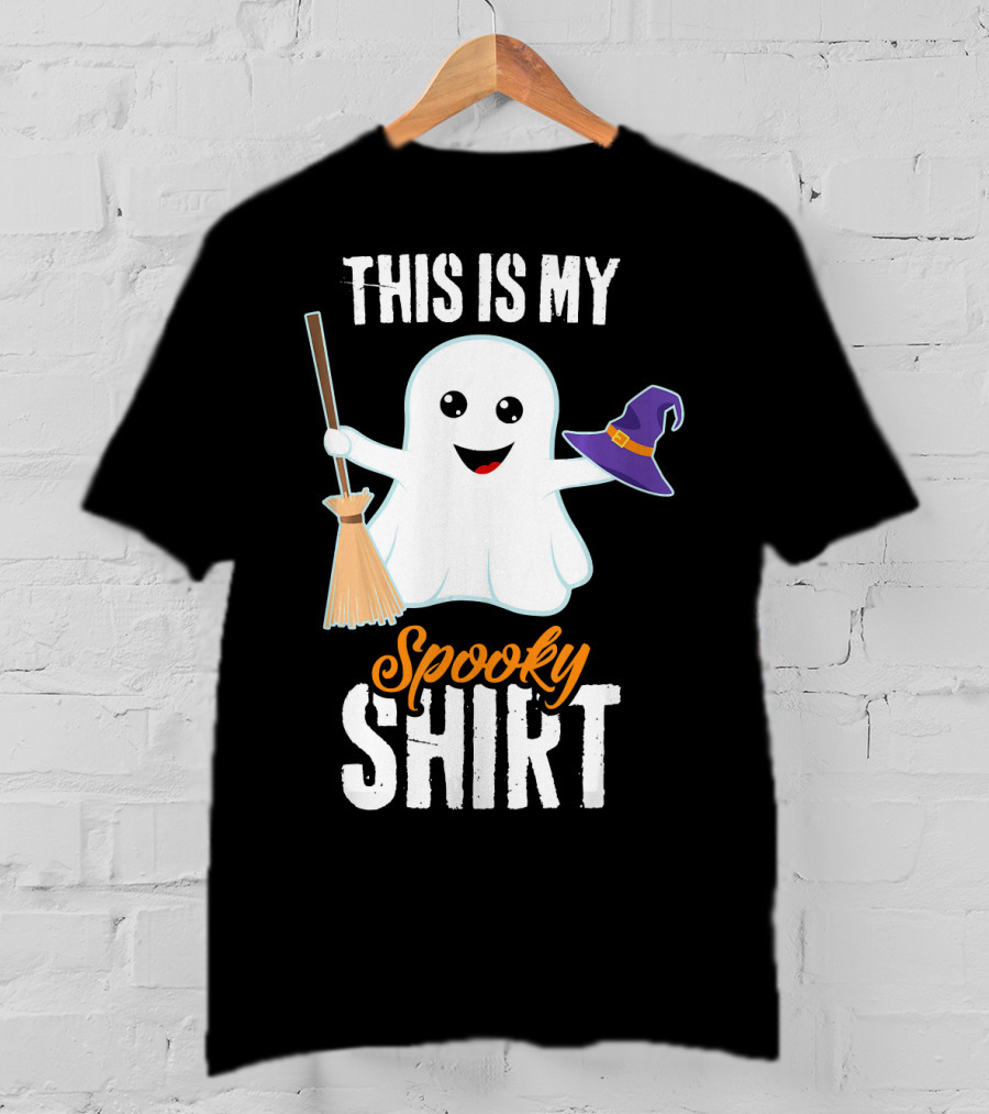 This Is My Spooky Ghost With Witch Hat And Broom T-Shirt