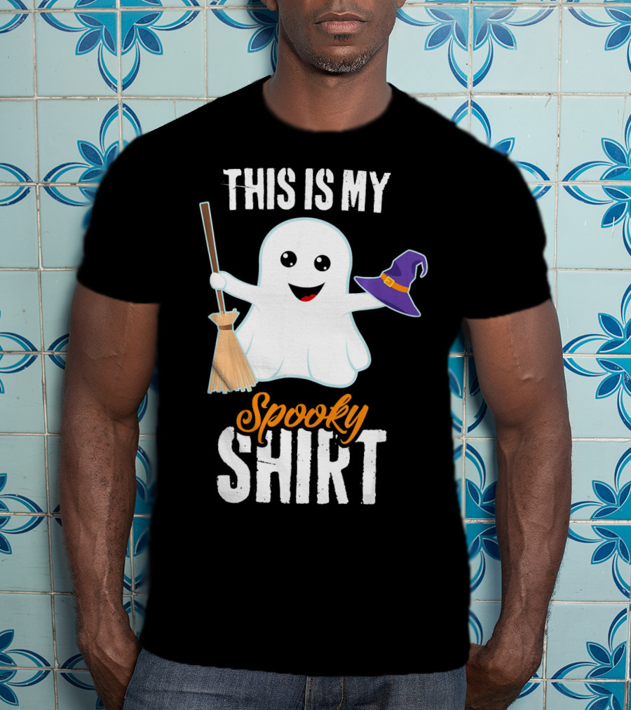 This Is My Spooky Ghost With Witch Hat And Broom T-Shirt