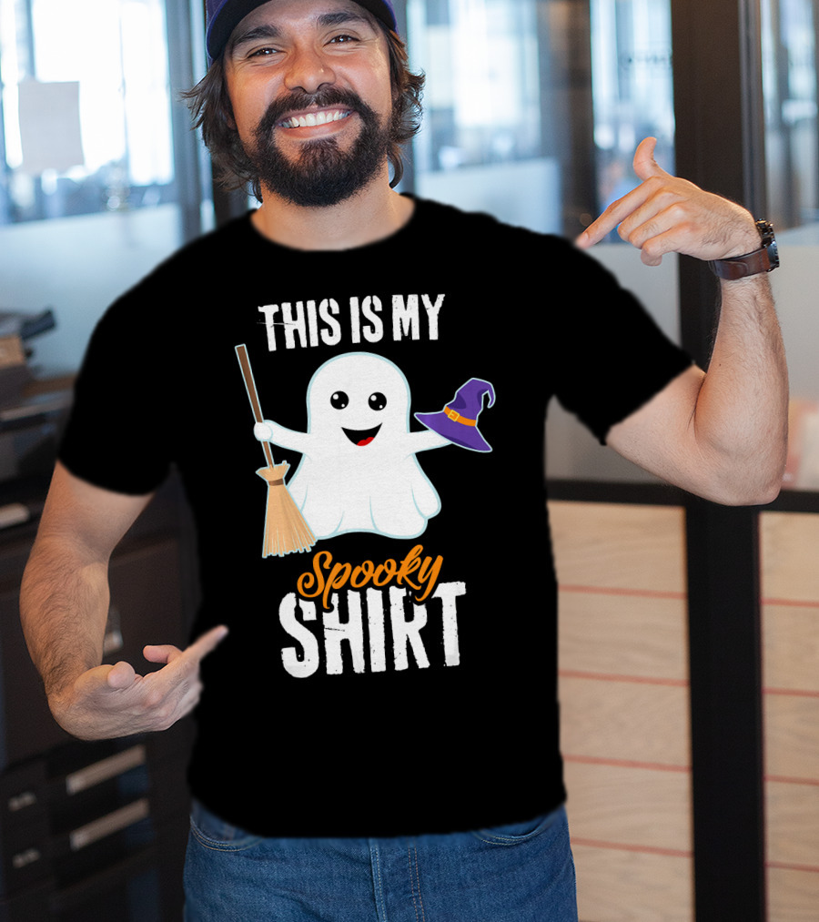 This Is My Spooky Ghost With Witch Hat And Broom T-Shirt