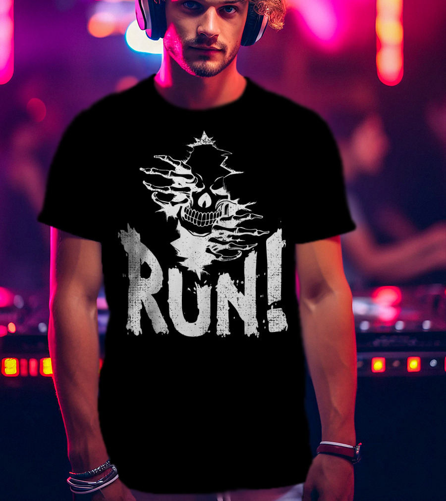 RUN Wicked Halloween Skeleton Skull Evil T-Shirt