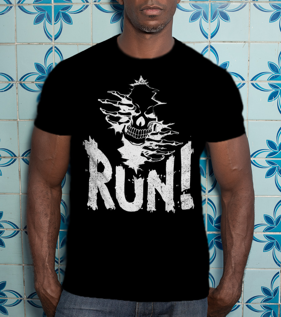 RUN Wicked Halloween Skeleton Skull Evil T-Shirt