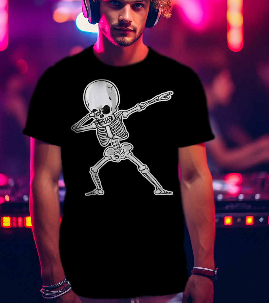 Dabbing Skeleton Dance Halloween Party Vibe T-Shirt