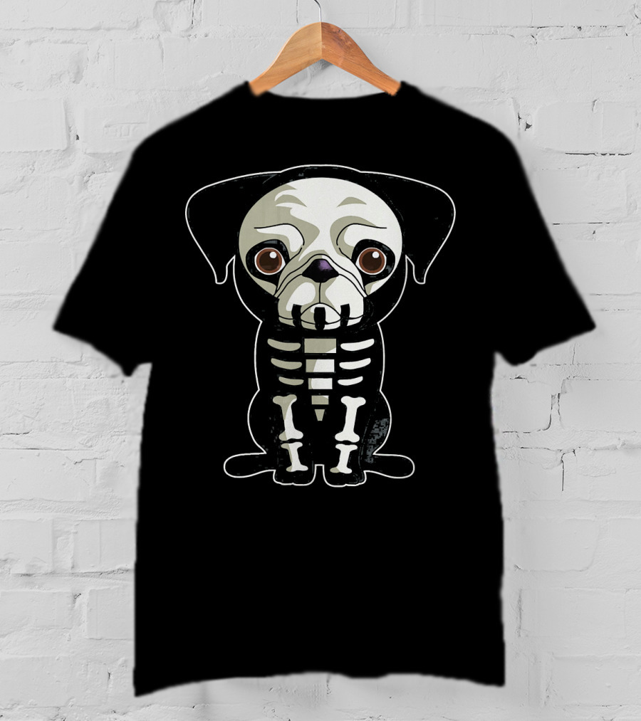 Skeleton Pug Halloween Dog Skeleton X-Ray T-Shirt