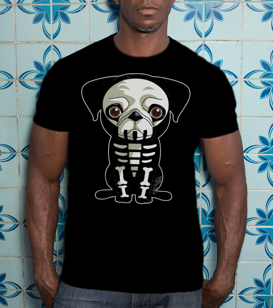Skeleton Pug Halloween Dog Skeleton X-Ray T-Shirt
