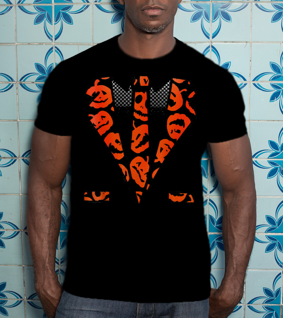 David Pumpkins Tuxedo Pumpkin Pattern Halloween T-Shirt