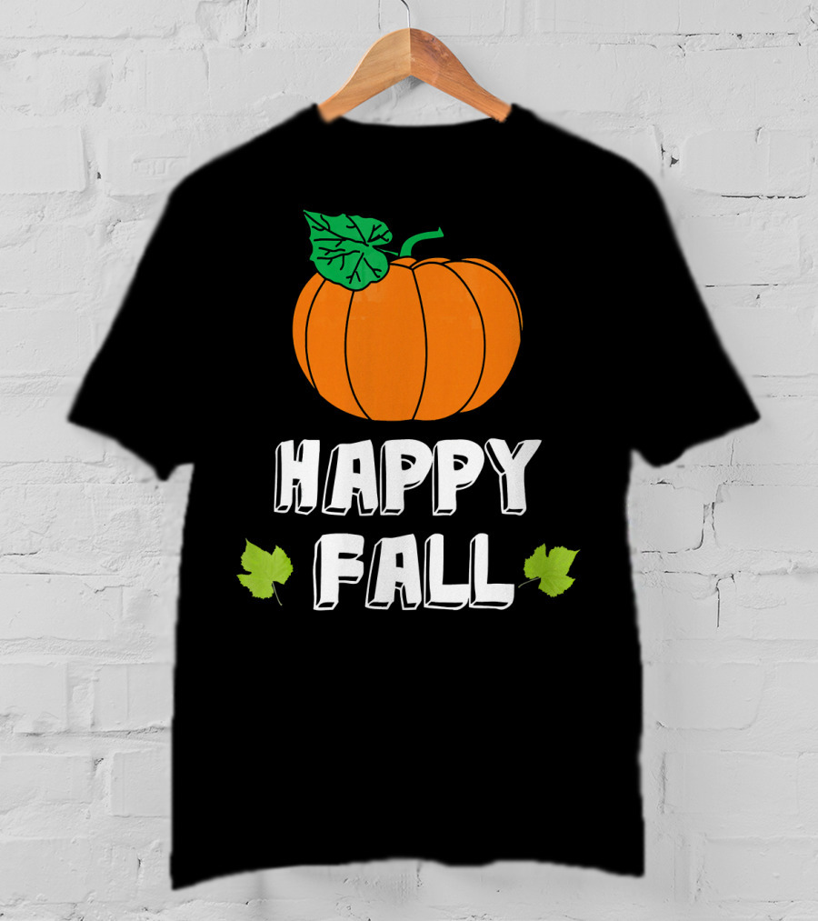 Happy Fall Pumpkin With Leaves T-Shirt