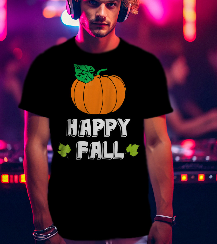 Happy Fall Pumpkin With Leaves T-Shirt
