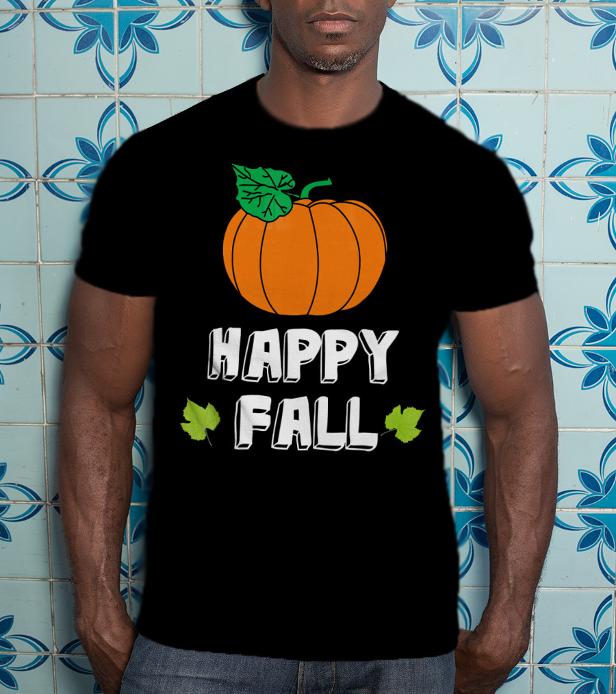 Happy Fall Pumpkin With Leaves T-Shirt
