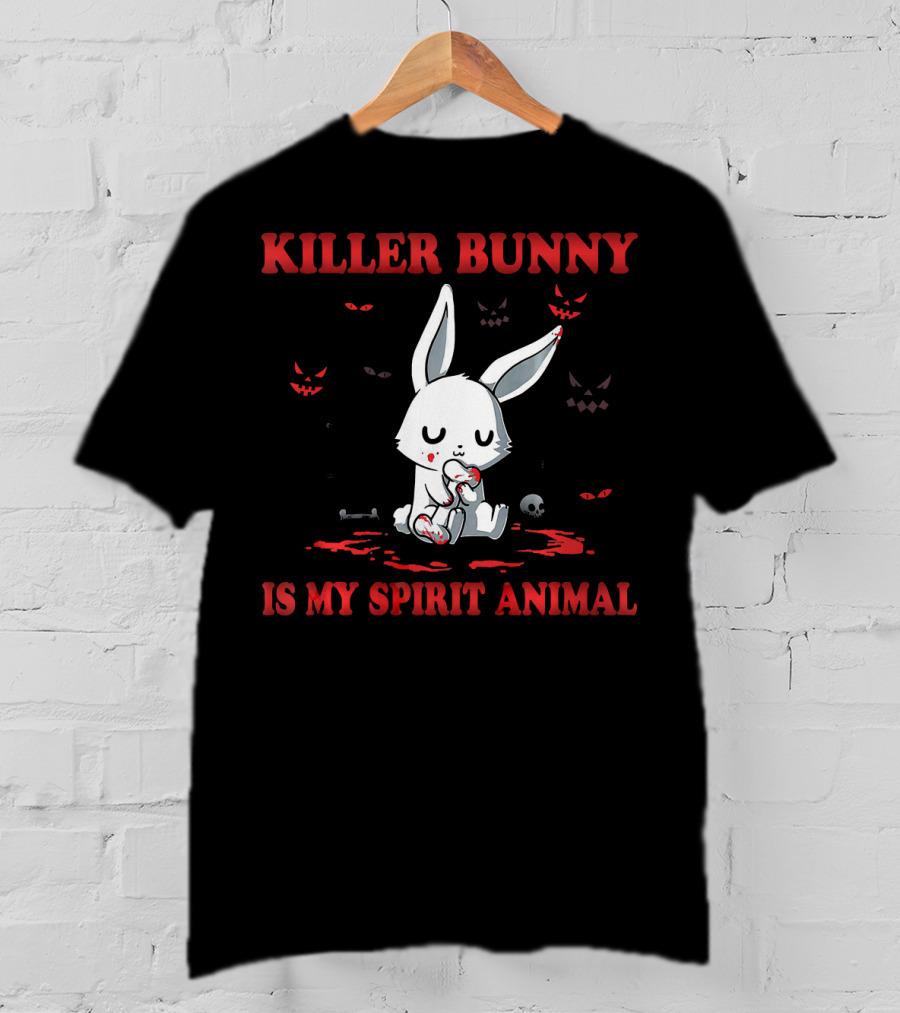 Killer Bunny Is My Spirit Animal With Haunted Eyes And Skull T-Shirt