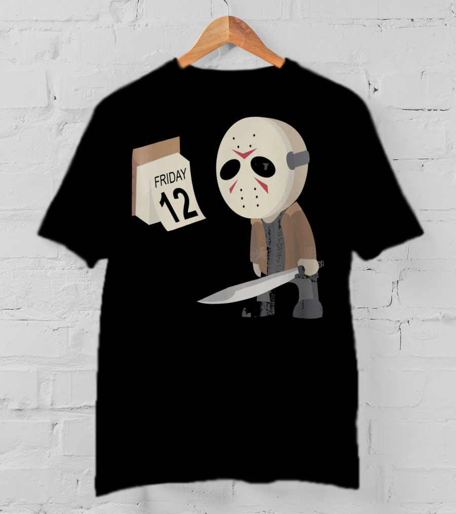 Friday 12th Funny Halloween Horror Graph Calendar Mask Character T-Shirt