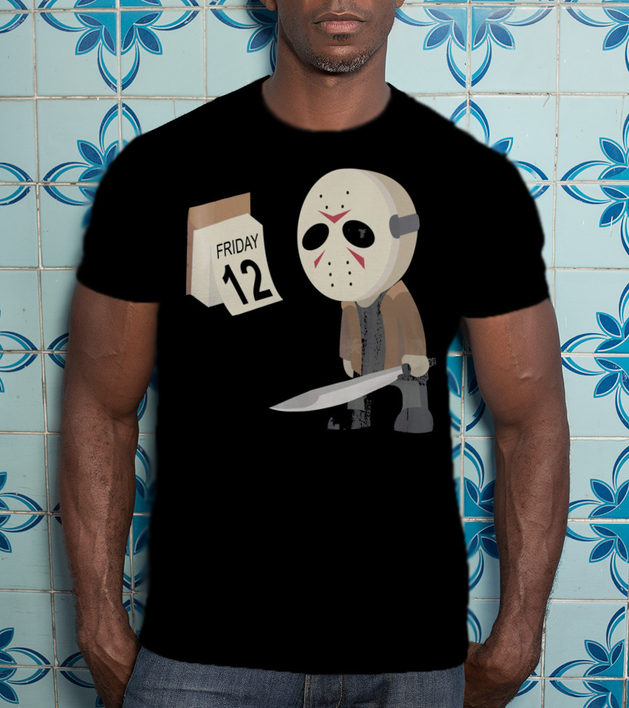Friday 12th Funny Halloween Horror Graph Calendar Mask Character T-Shirt