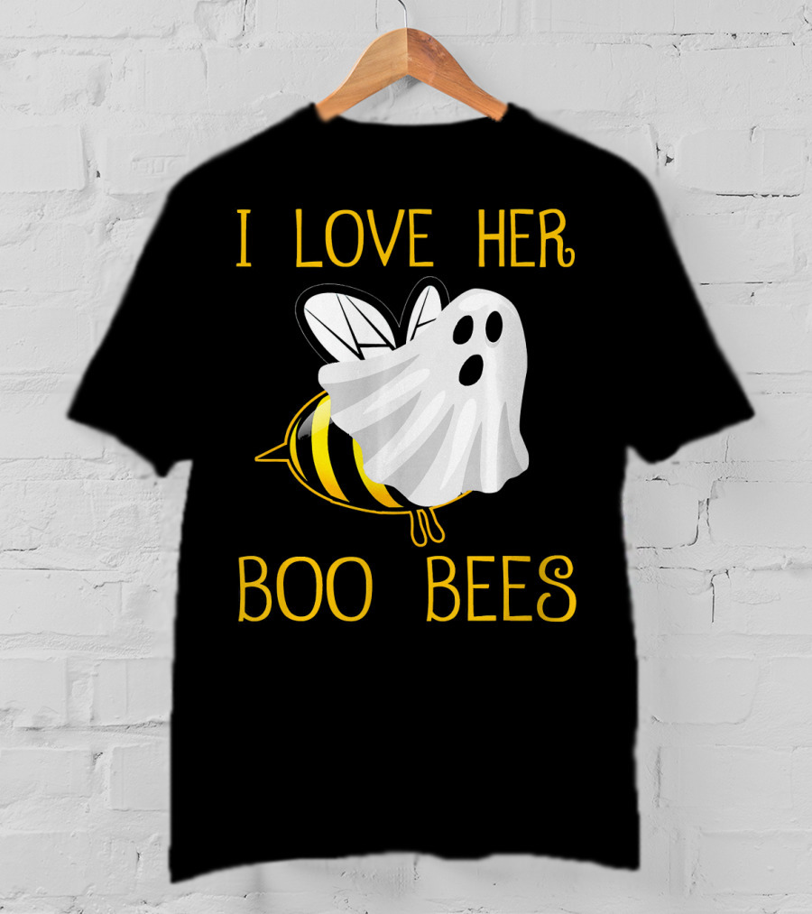 I Love Her Boo Bees Halloween Couple T-Shirt