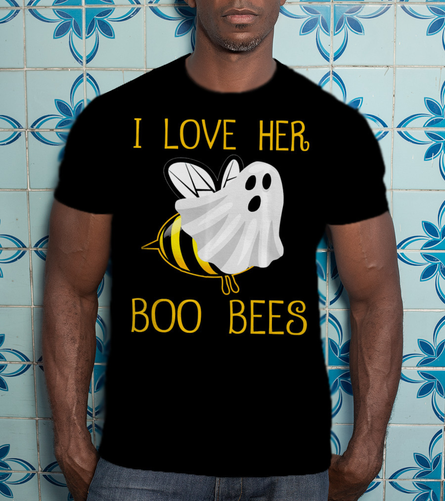I Love Her Boo Bees Halloween Couple T-Shirt