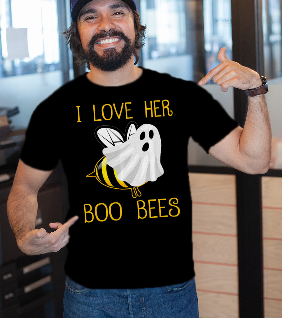 I Love Her Boo Bees Halloween Couple T-Shirt