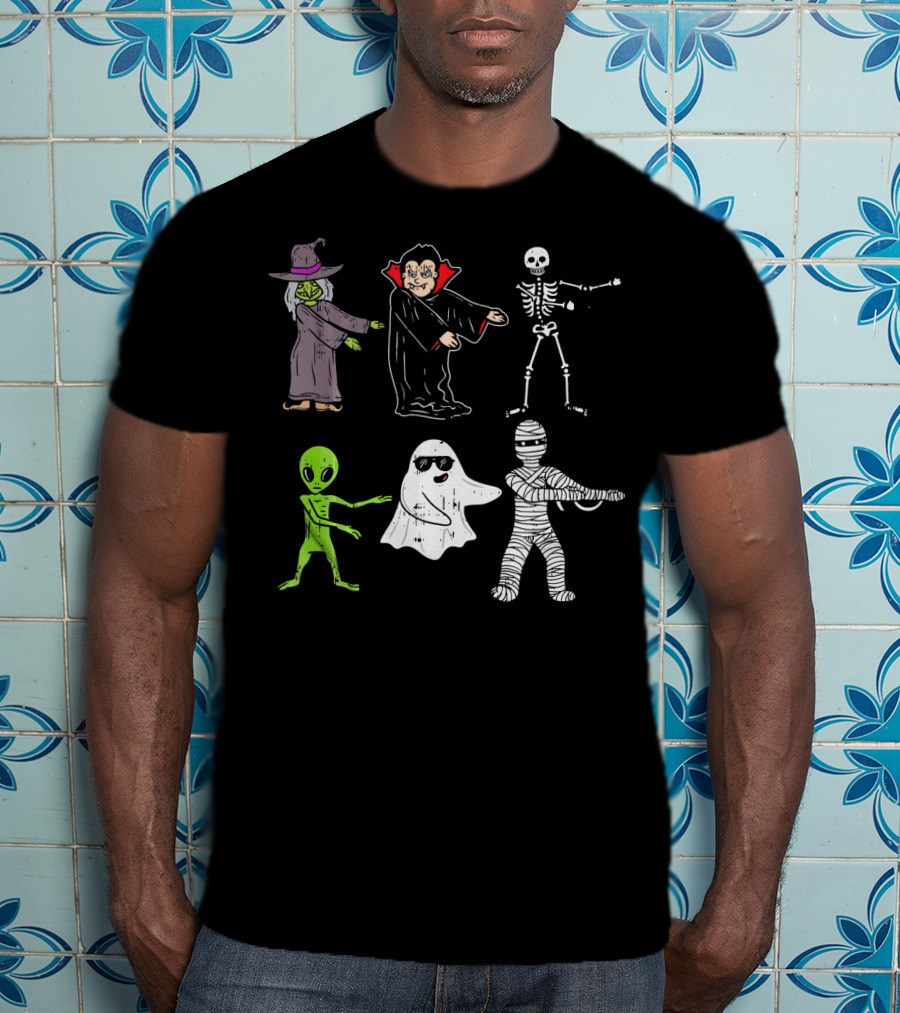 Witch Vampire Skeleton Ghost Alien Mummy Flossing Dance T-Shirt