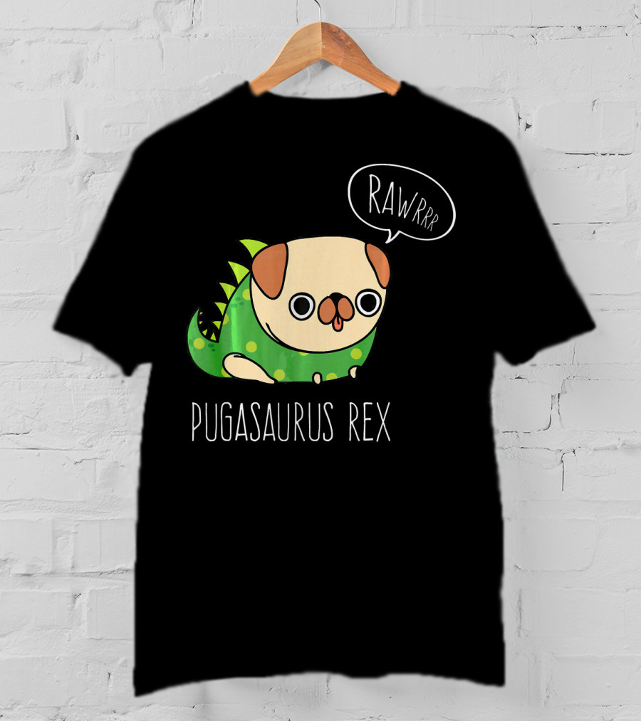 Pugasaurus Rex Rawrrr Pug Halloween Dog Costume T-Shirt