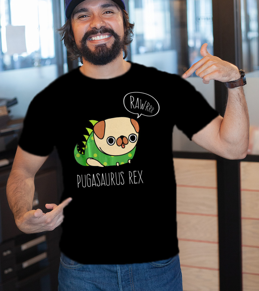 Pugasaurus Rex Rawrrr Pug Halloween Dog Costume T-Shirt