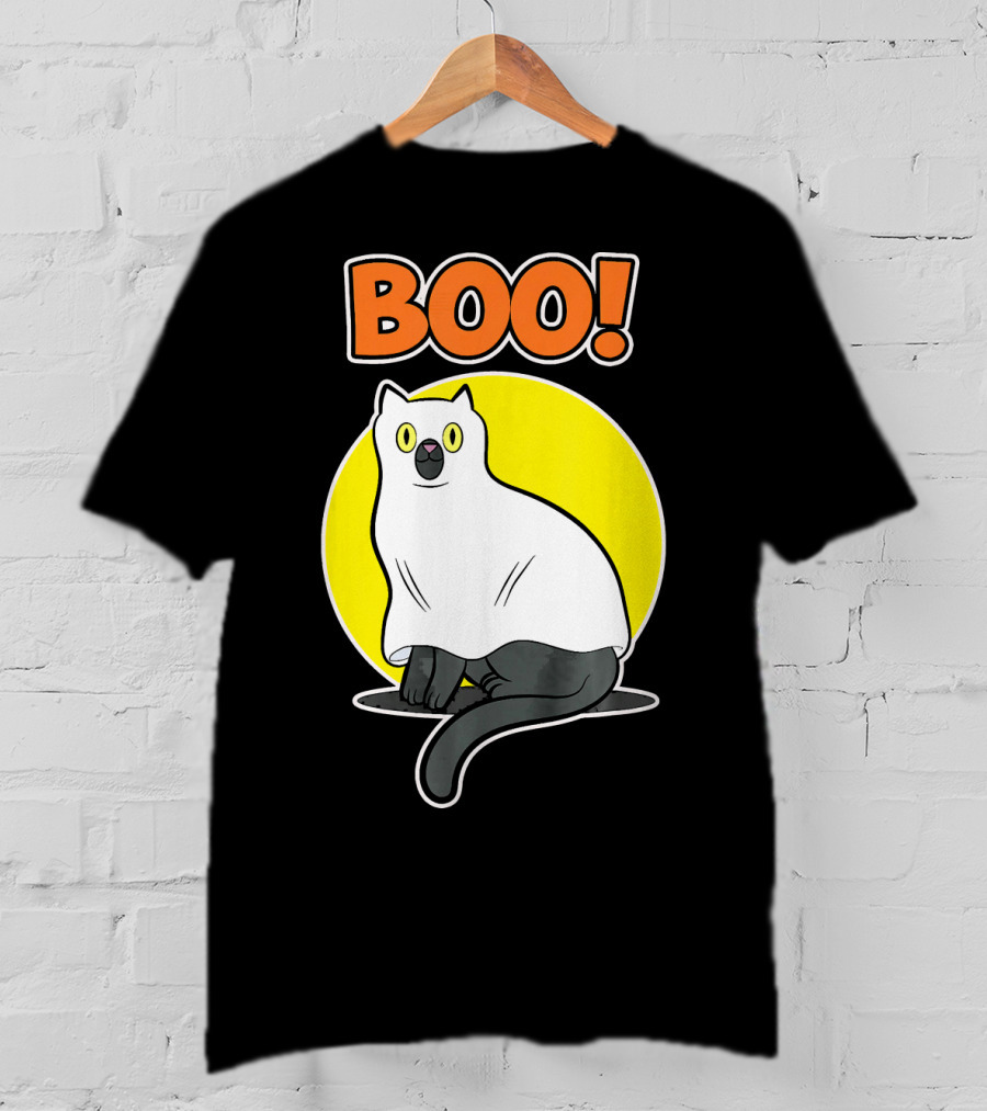 Boo Cat Ghost Halloween Party Fun T-Shirt
