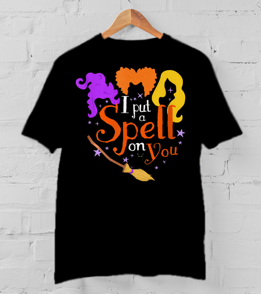I Put A Spell On You Witch Sisters Magical Broom Hair Trio T-Shirt