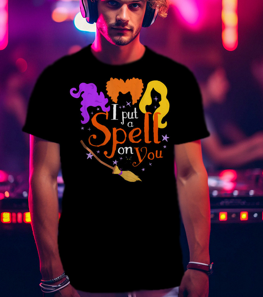 I Put A Spell On You Witch Sisters Magical Broom Hair Trio T-Shirt