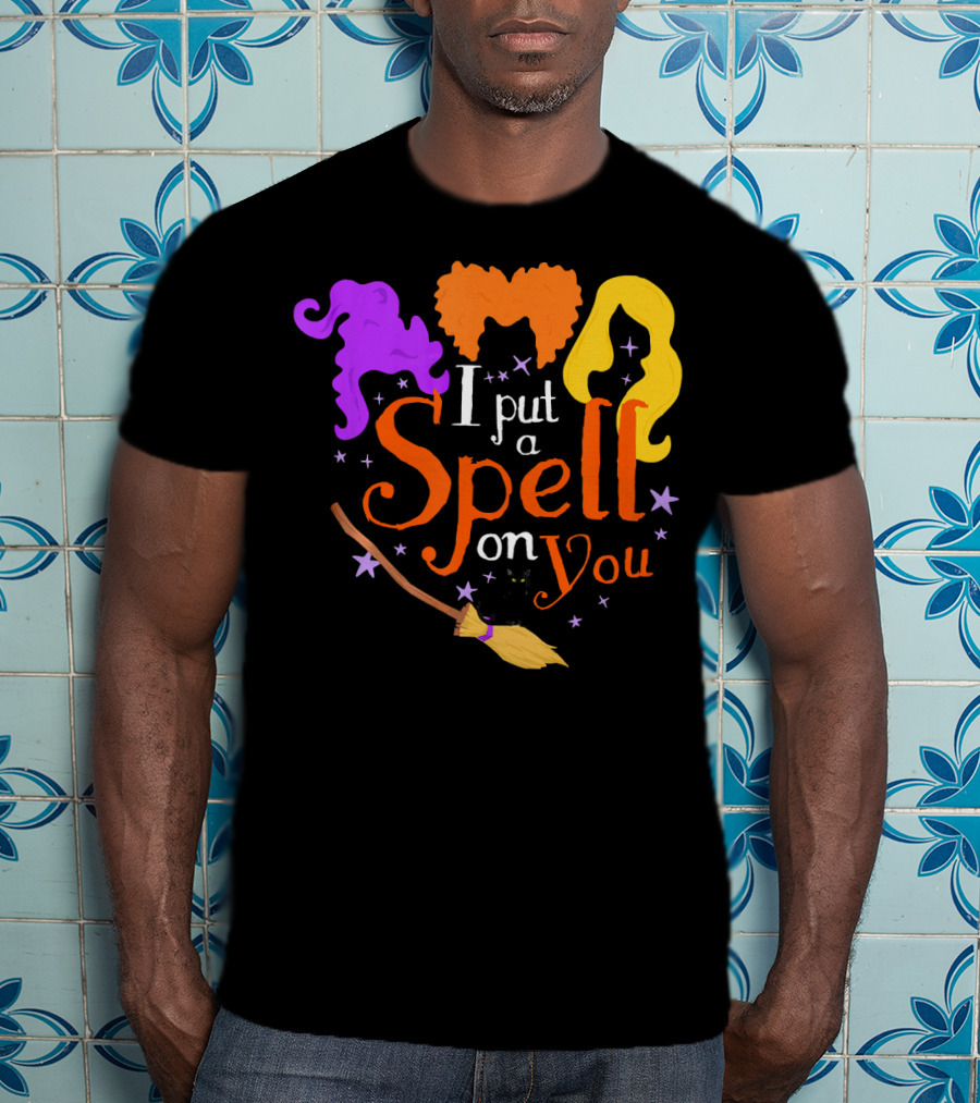 I Put A Spell On You Witch Sisters Magical Broom Hair Trio T-Shirt