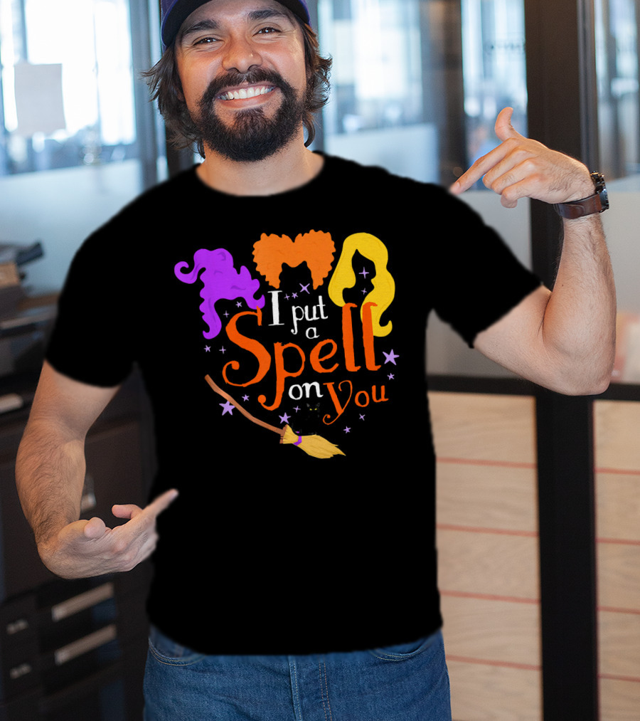 I Put A Spell On You Witch Sisters Magical Broom Hair Trio T-Shirt
