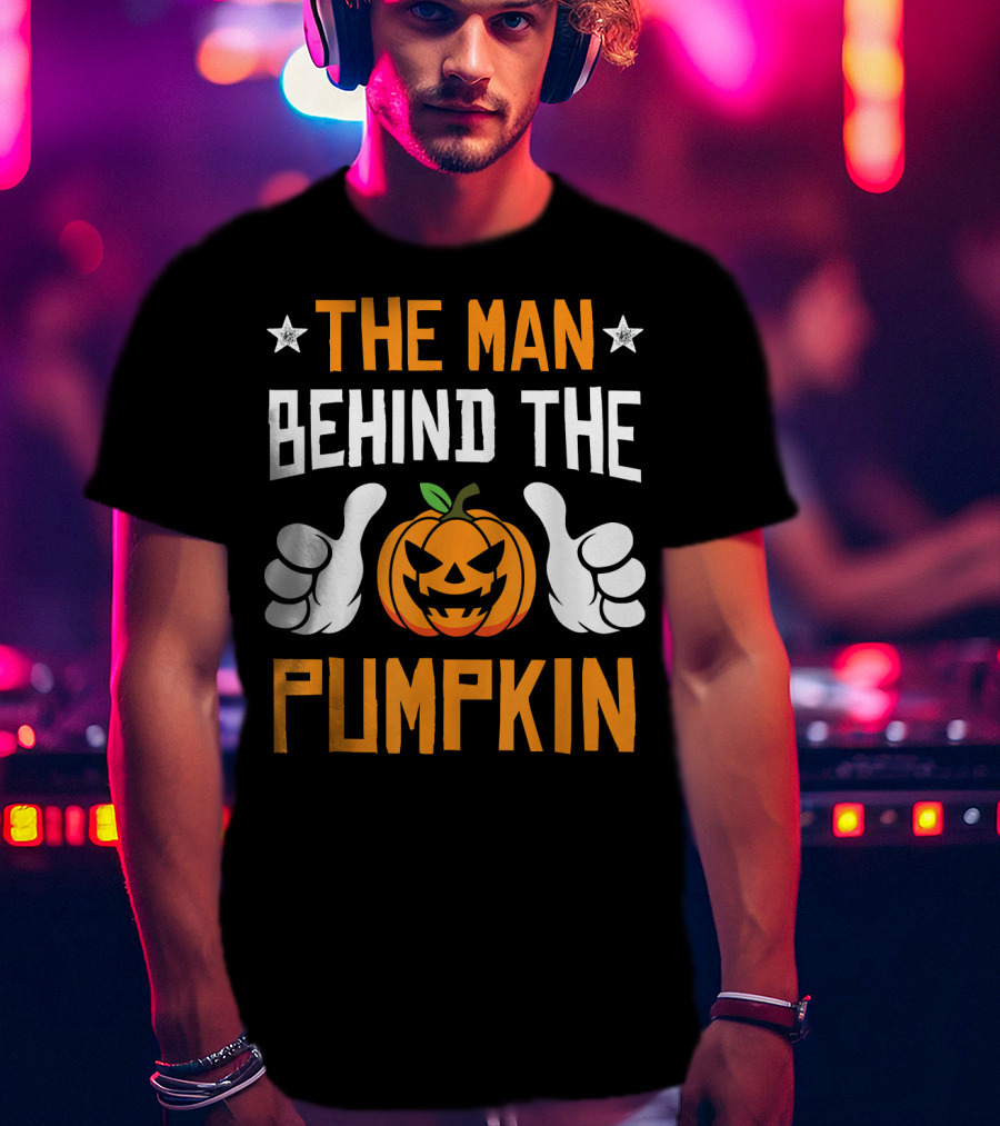 The Man Behind The Pumpkin Halloween Funny Mens T-Shirt