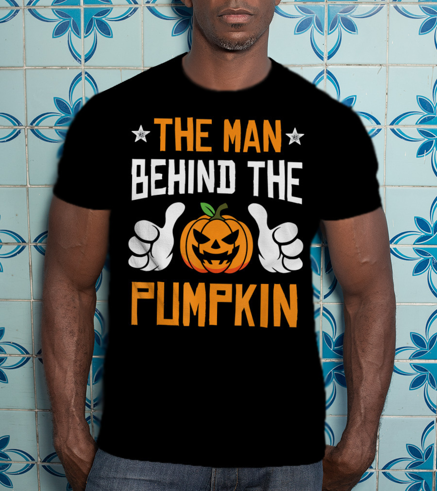 The Man Behind The Pumpkin Halloween Funny Mens T-Shirt