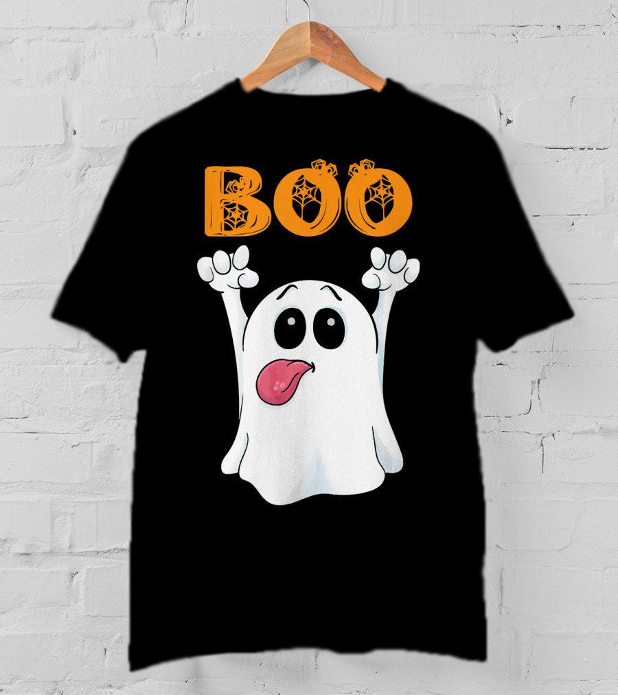 Boo Silly Ghost With Pumpkin Lettering T-Shirt