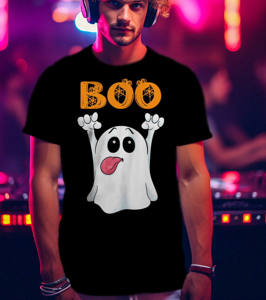 Boo Silly Ghost With Pumpkin Lettering T-Shirt